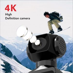 4K HD Pocket Camera, 270° Rotatable Large Wide Angle, 30m/98ft Underwater Camera with & Mic for Outdoor Riding Diving Shooting, 1000mAh Rechargeable